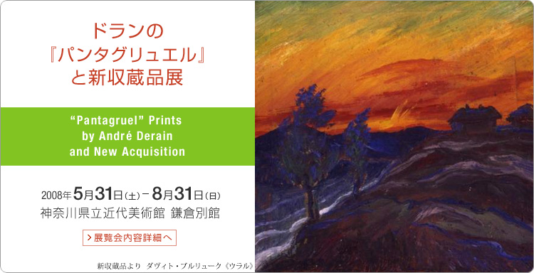 ドランの「パンタグリュエル」と新収蔵品展　神奈川県立近代美術館 鎌倉別館　会期は2008年5月31日 （土曜）から8月31日（日曜）まで　展覧会内容詳細はこちら