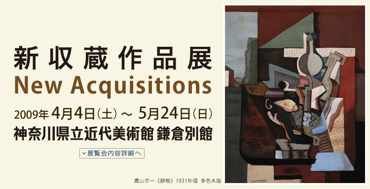 新収蔵品展　New Acquisitions　会期は2009年4月4日（土曜）から5月24日（日曜）まで　展覧会内容詳細はこちら