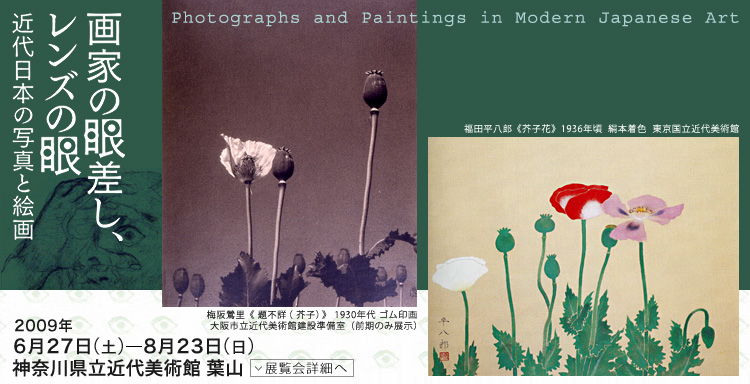 画家の眼差し、レンズの眼 近代日本の写真と絵画 Photographs and Paintings in Modern Japanese Art 会期は2009年6月27日(土曜)から8月23日(日曜)まで 展覧会内容詳細はこちら